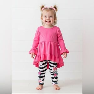 Pink Roses & Stripes Ruffle Outfit